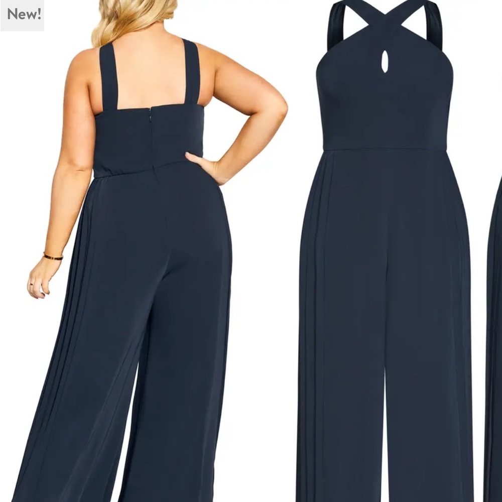 City Chic Harper Halter Neck Jumpsuit in Blue Size 18 - worn once